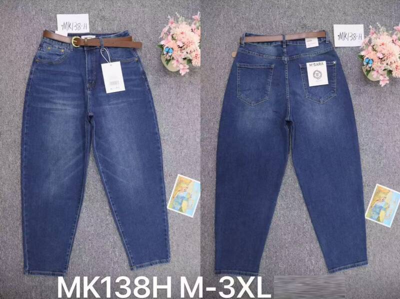 Spodnie jeansy damskie Roz M-3XL, 1 Kolor Paczka 12 szt